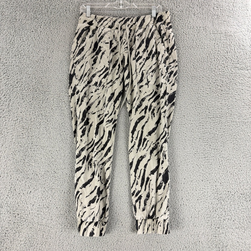 Cloth & Stone Anthropologie Joggers Womens S Green Zebra‎ Animal Print Tencel SS